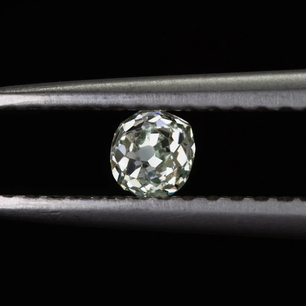 0.16ct GIA CERTIFIED LIGHT GREEN OLD MINE CUT DIAMOND ANTIQUE CUSHION BRILLIANT