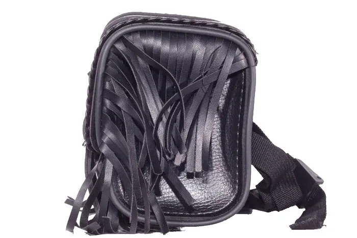 10" Motorcycle Tool Bag With Braid, Fringes & Concho