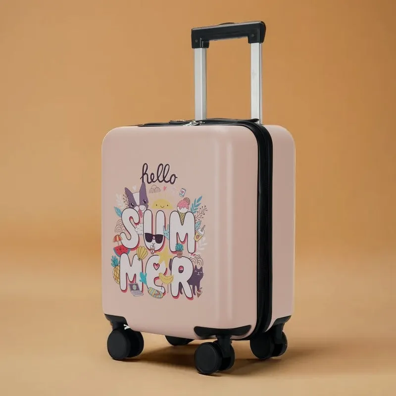 16inch Small Cabin Trolley Bag - Durable Hardshell with TSA Lock | 4 Spinner Wheels | Pink