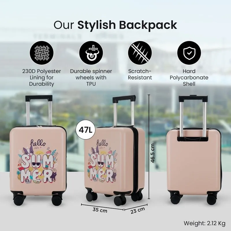16inch Small Cabin Trolley Bag - Durable Hardshell with TSA Lock | 4 Spinner Wheels | Pink