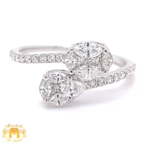 18k White Gold and Diamond Pear-shape and Oval Ladies' Ring (VS diamonds)