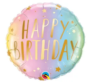 18" Pkg Pastel Ombre Birthday Balloon