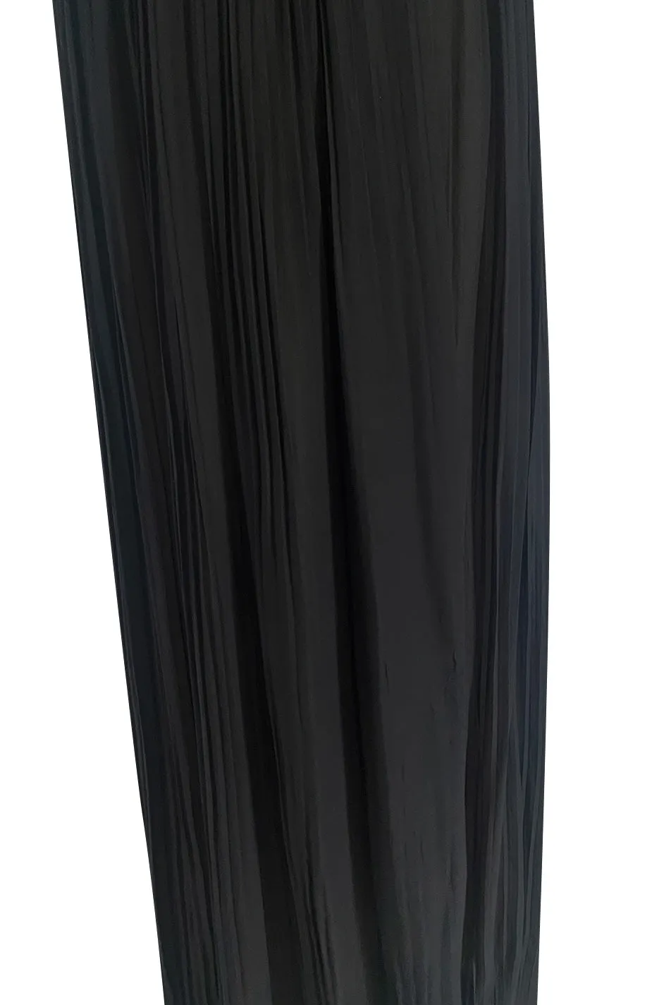 1970s Chloe by Karl Lagerfeld Black Silk Chiffon Tiny Knife Pleated Empire Bodice Dress