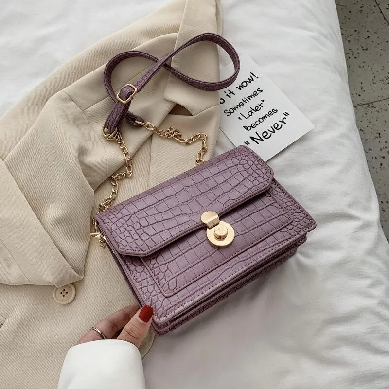 2022 new female bag stone pattern shoulder bag lady bag chain bag messenger bag fashion mobile phone bag small square bag