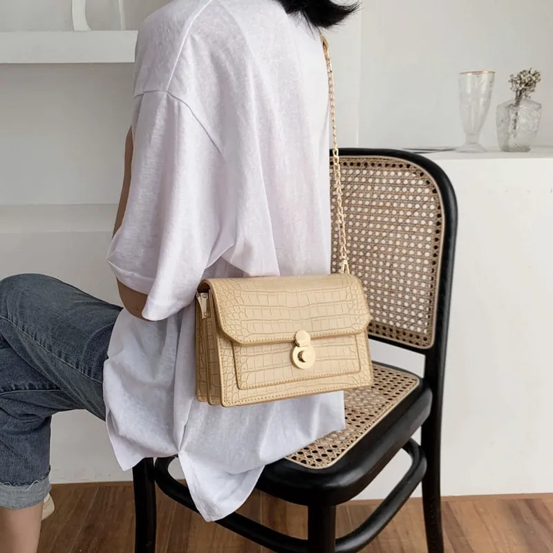 2022 new female bag stone pattern shoulder bag lady bag chain bag messenger bag fashion mobile phone bag small square bag