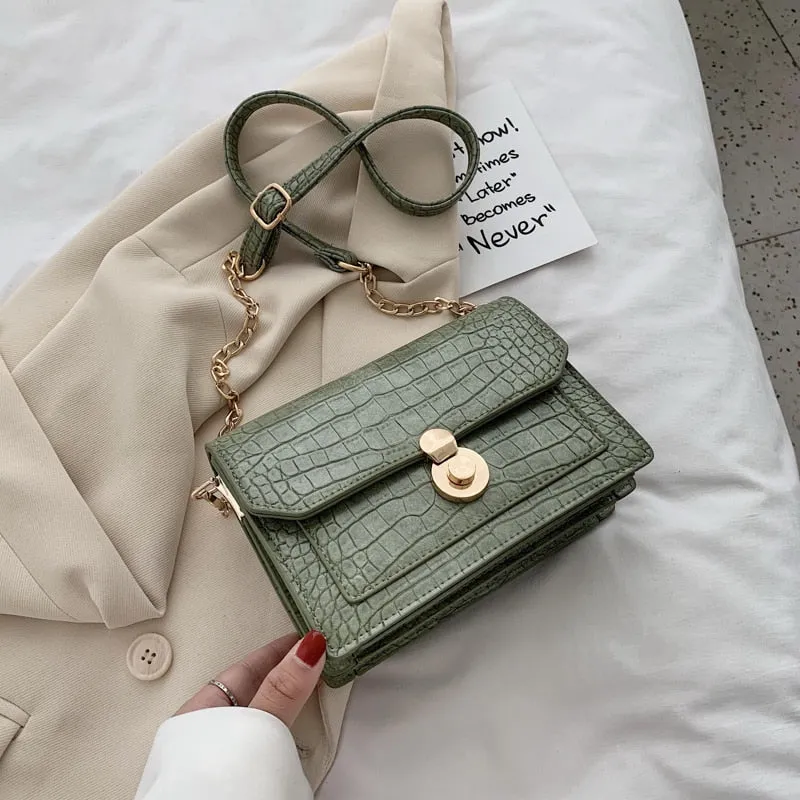 2022 new female bag stone pattern shoulder bag lady bag chain bag messenger bag fashion mobile phone bag small square bag