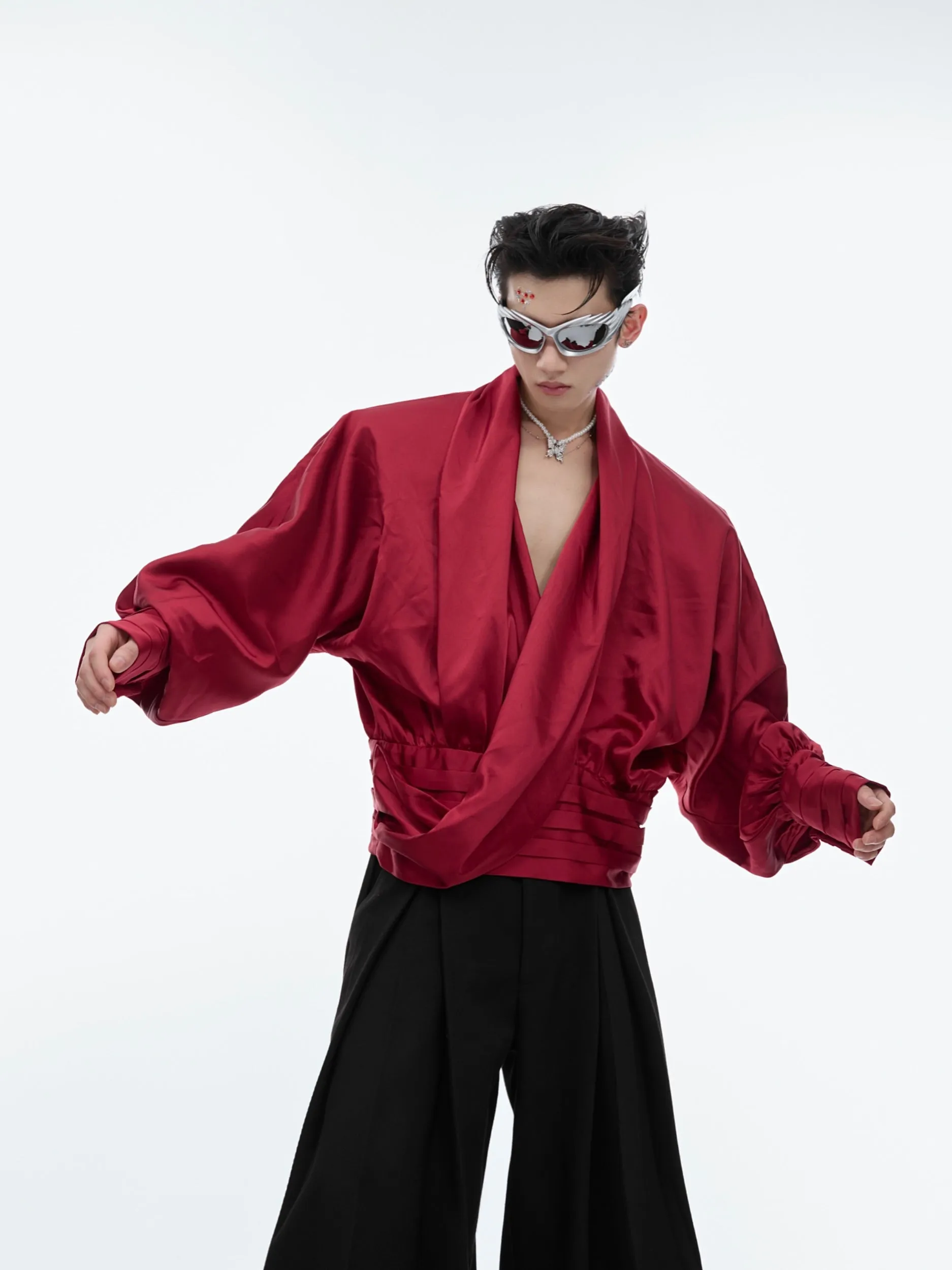 【24s June.】Liquid Texture V-neck Design Lining