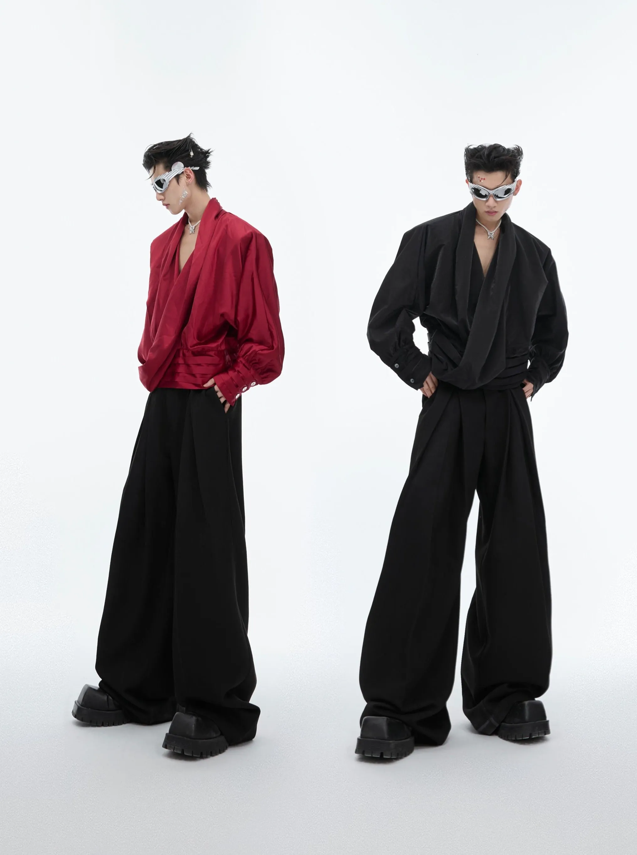 【24s June.】Liquid Texture V-neck Design Lining