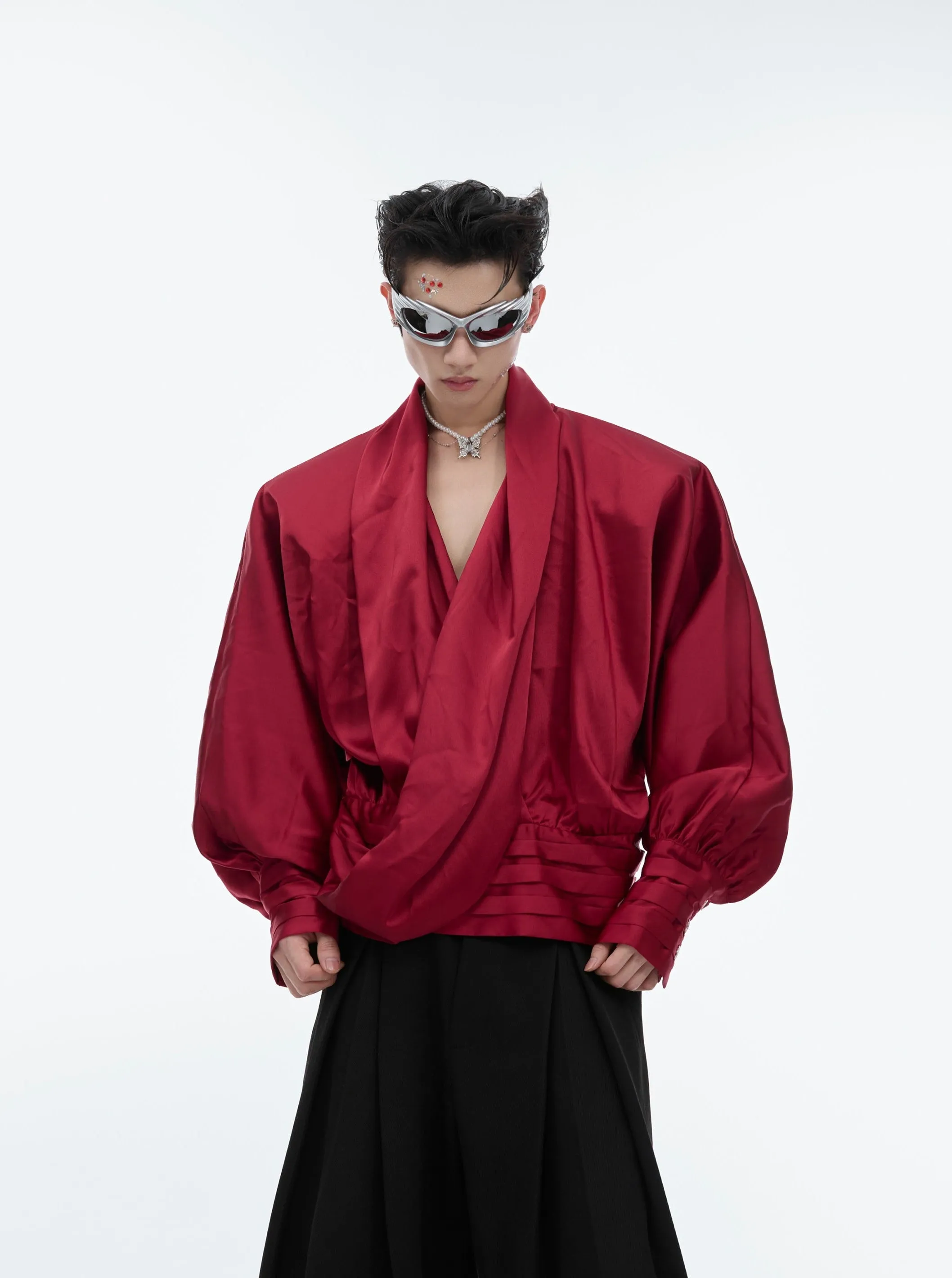 【24s June.】Liquid Texture V-neck Design Lining