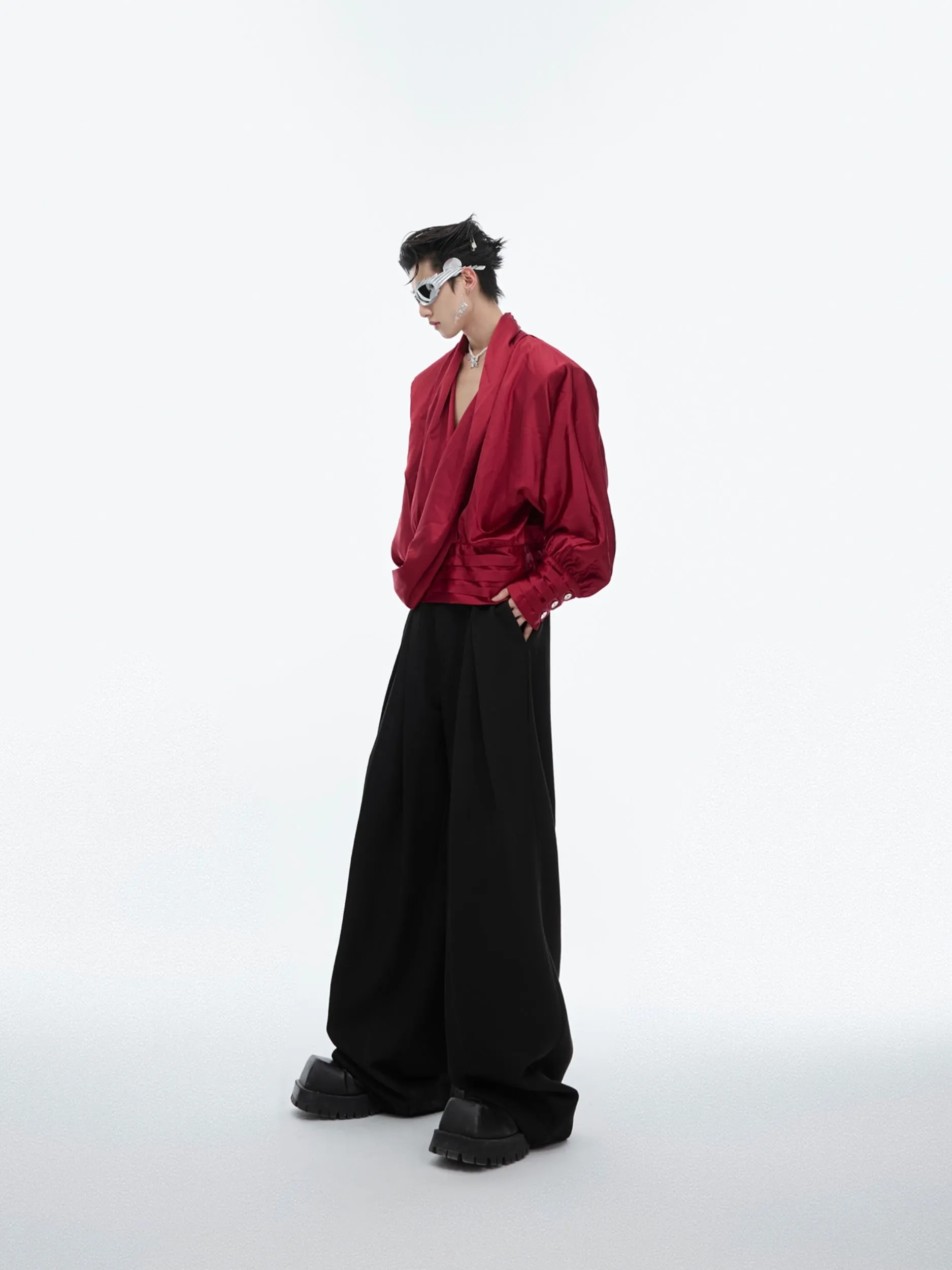【24s June.】Liquid Texture V-neck Design Lining