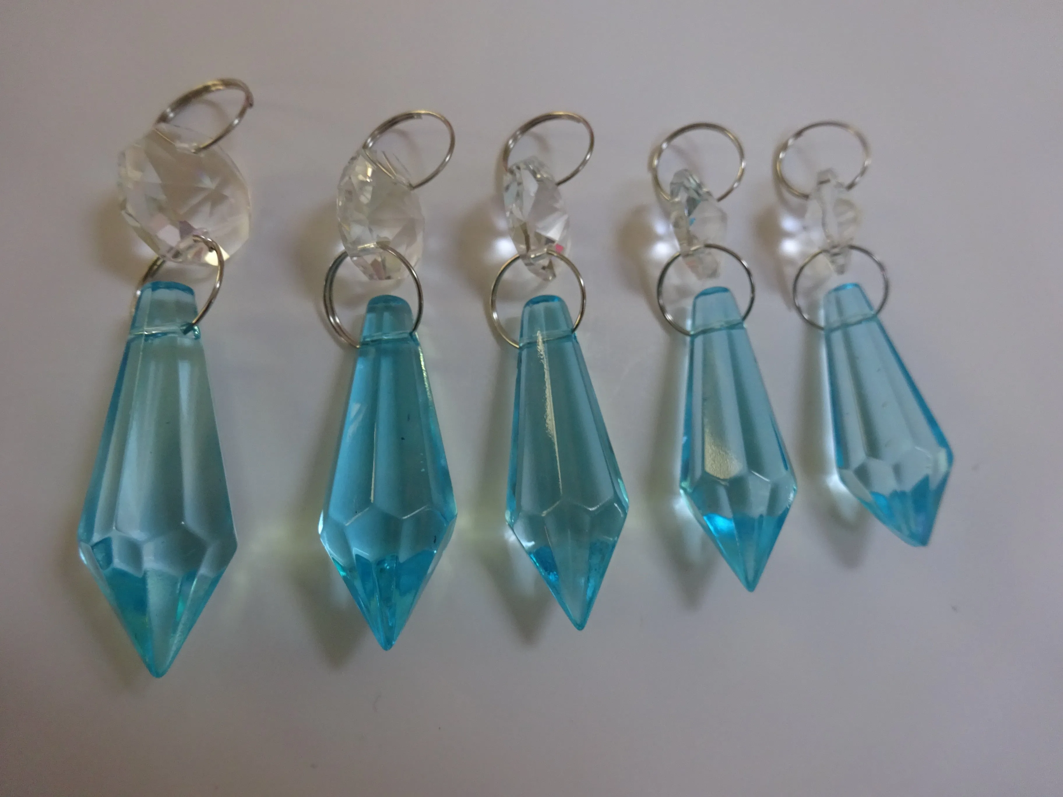 25 Chandelier Drops Light Pastel Colours Crystals Beads Cut Glass Pendant Droplets Lamp Parts