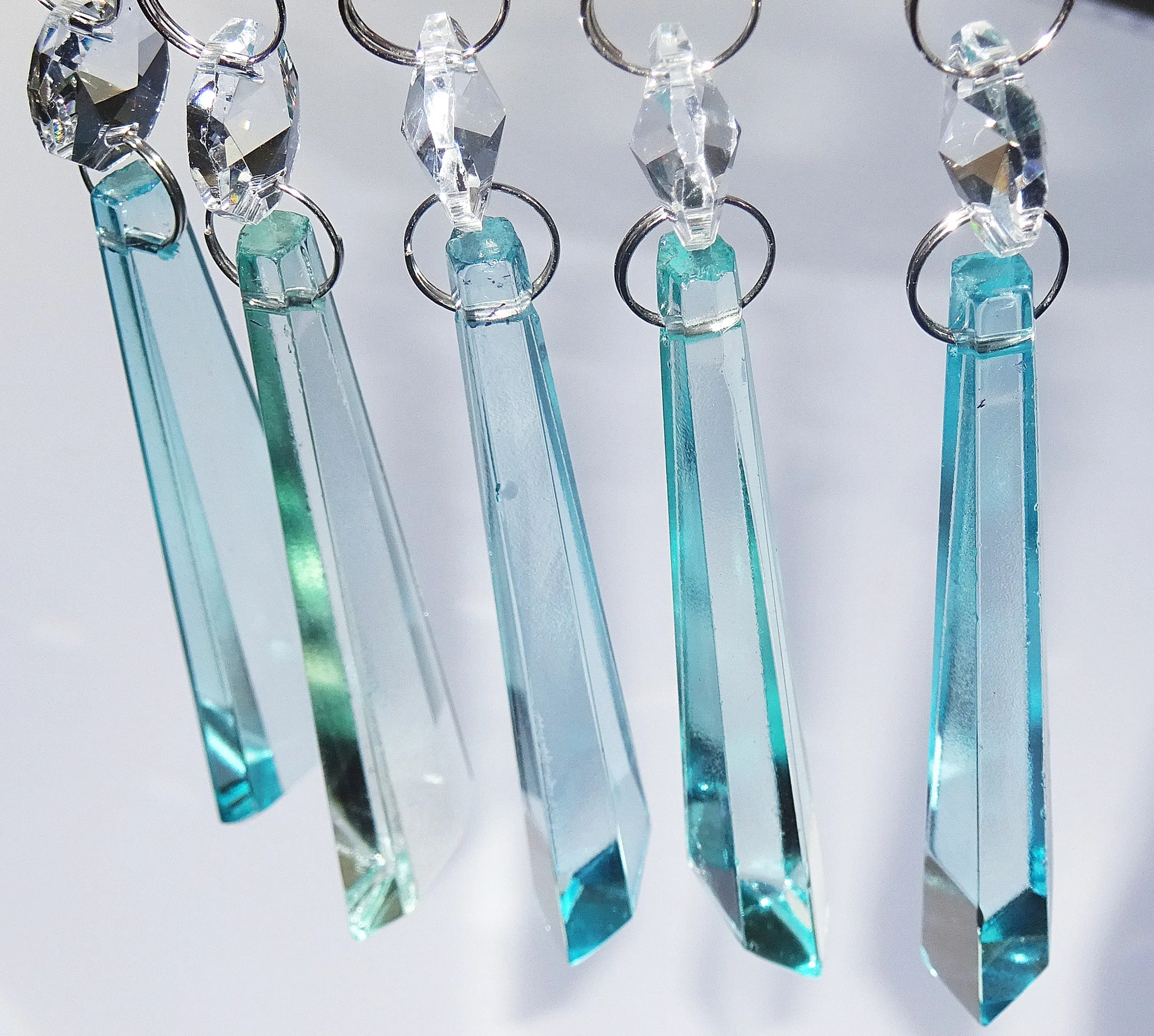 25 Chandelier Drops Light Pastel Colours Crystals Beads Cut Glass Pendant Droplets Lamp Parts