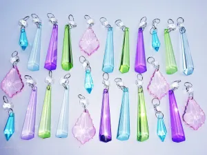 25 Chandelier Drops Light Pastel Colours Crystals Beads Cut Glass Pendant Droplets Lamp Parts