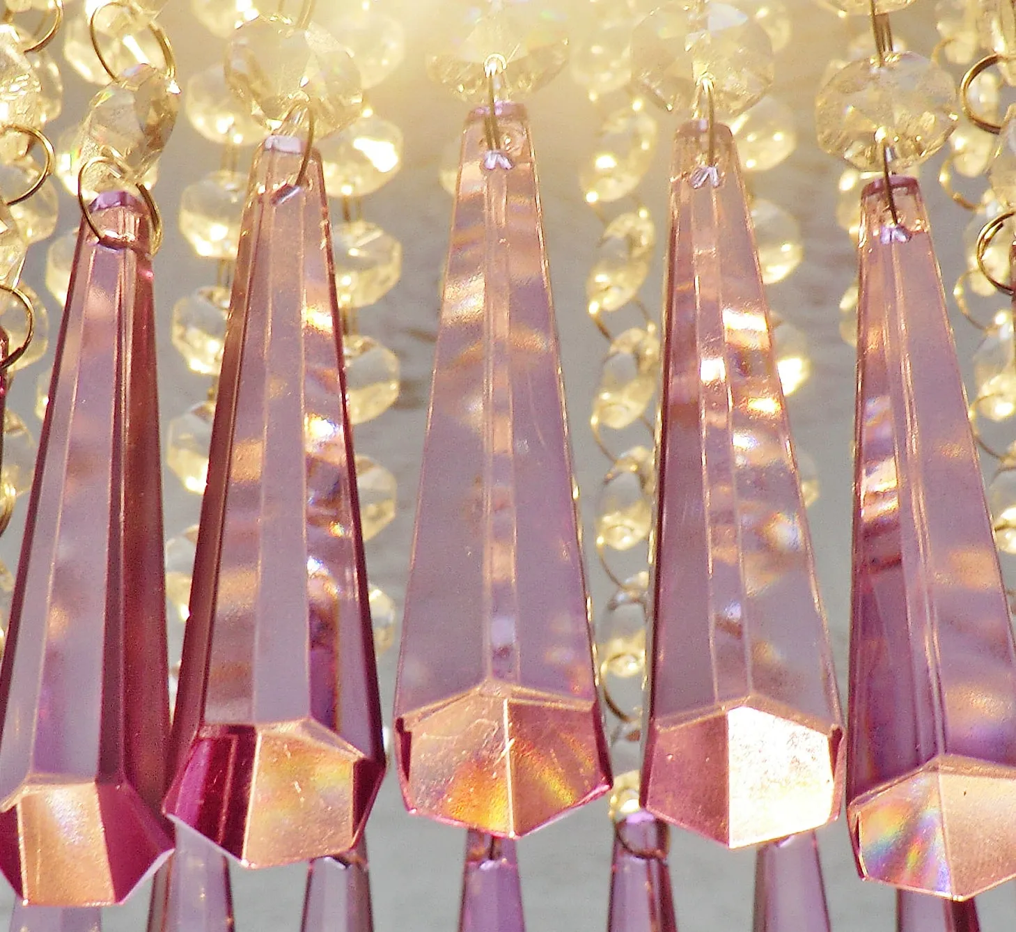 25 Chandelier Drops Light Pastel Colours Crystals Beads Cut Glass Pendant Droplets Lamp Parts