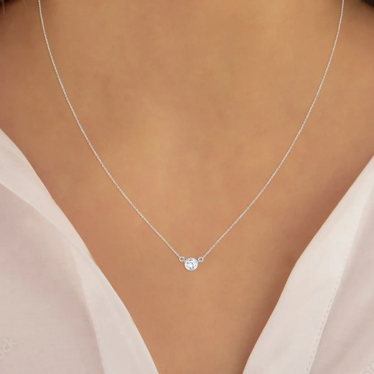3/4 Carat Tw Diamond Bezel Pendant In 14K White Gold