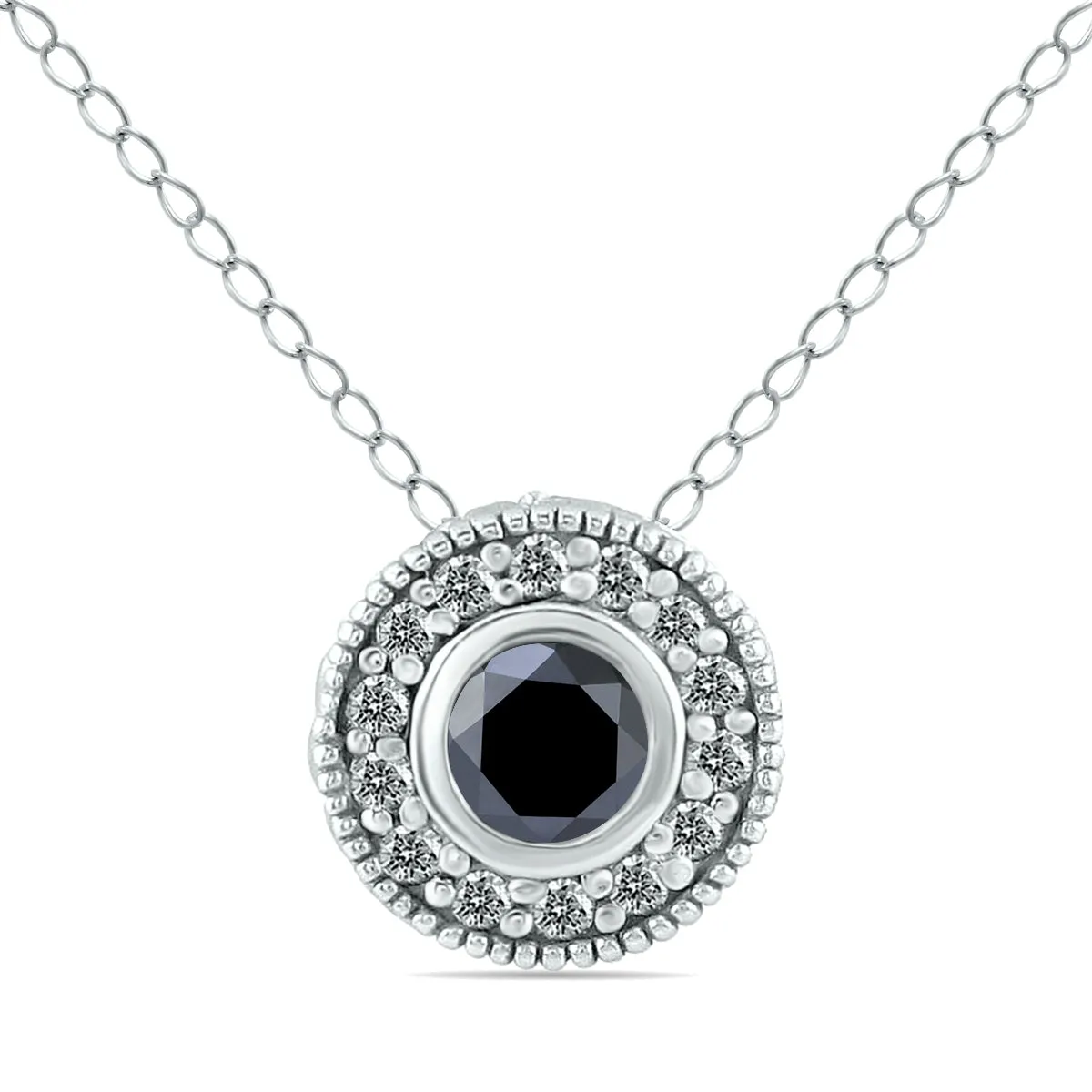 3/8 Carat Tw Black And White Diamond Pendant In 10K White Gold