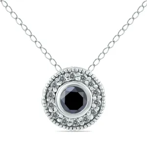 3/8 Carat Tw Black And White Diamond Pendant In 10K White Gold