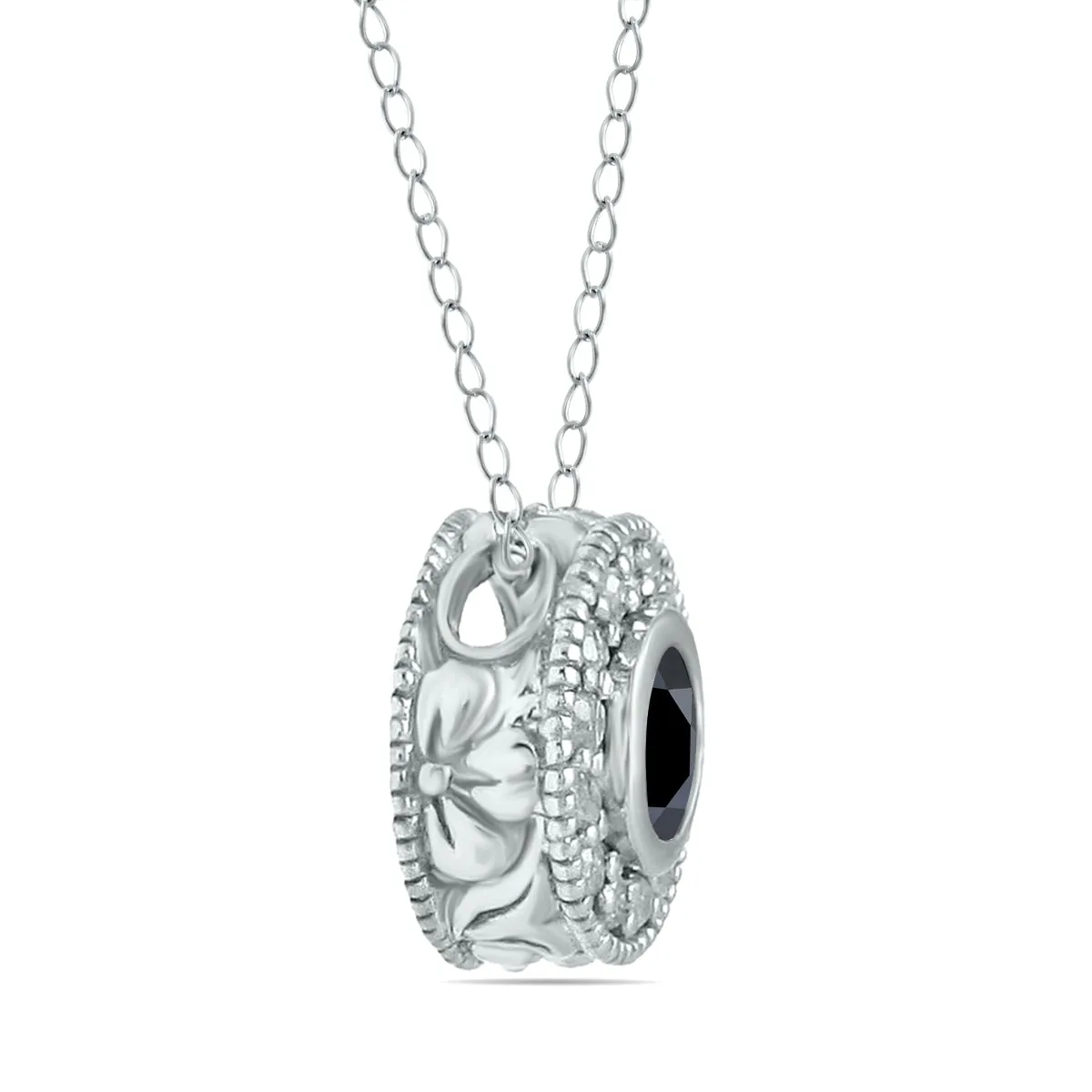 3/8 Carat Tw Black And White Diamond Pendant In 10K White Gold