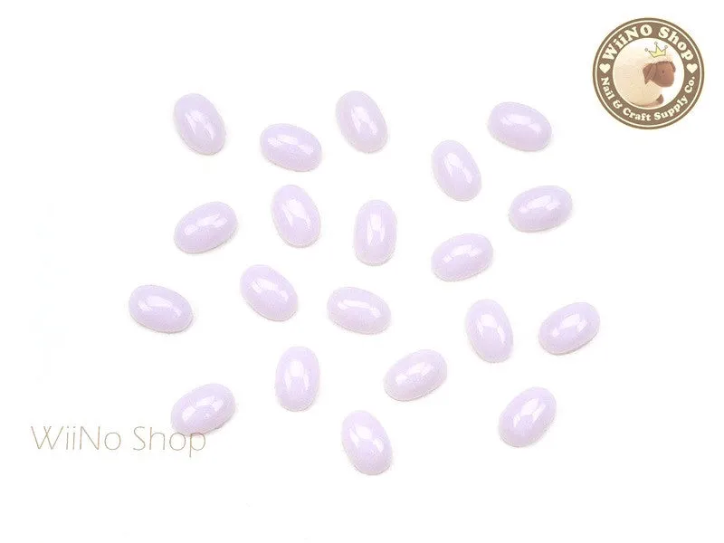 4 x 6mm Light Purple Candy Half Oval Flat Back Acrylic Cabochon Nail Art- 15 pcs