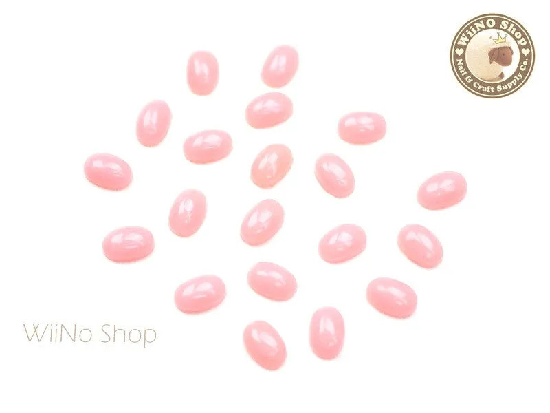 4 x 6mm Peach Candy Half Oval Flat Back Acrylic Cabochon Nail Art- 15 pcs