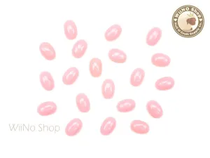 4 x 6mm Peach Candy Half Oval Flat Back Acrylic Cabochon Nail Art- 15 pcs