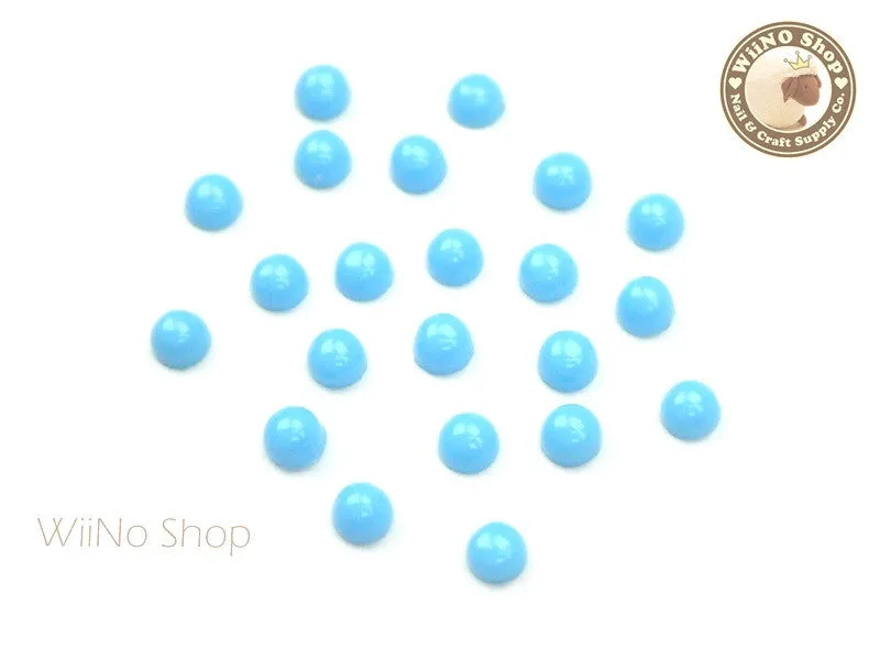 4mm Blue Candy Half Round Flat Back Acrylic Cabochon Nail Art- 15 pcs