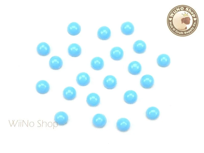 4mm Blue Candy Half Round Flat Back Acrylic Cabochon Nail Art- 15 pcs