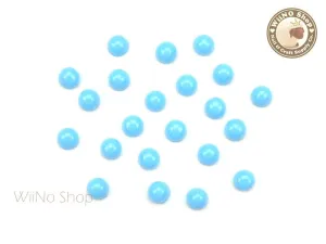 4mm Blue Candy Half Round Flat Back Acrylic Cabochon Nail Art- 15 pcs