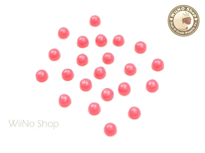 4mm Coral Candy Half Round Flat Back Acrylic Cabochon Nail Art- 15 pcs