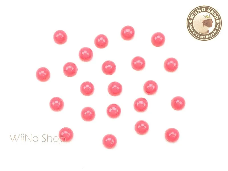4mm Coral Candy Half Round Flat Back Acrylic Cabochon Nail Art- 15 pcs