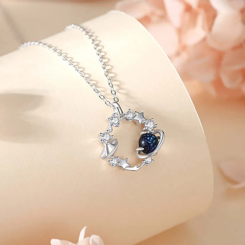 925 Silver Fantasy Starry Star Starship Necklace