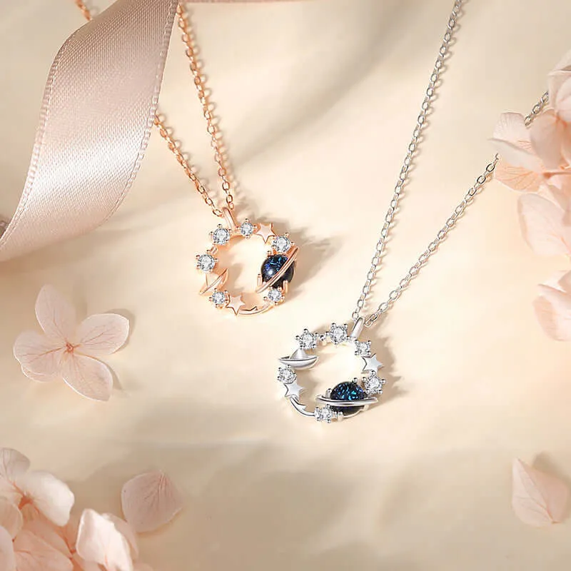 925 Silver Fantasy Starry Star Starship Necklace