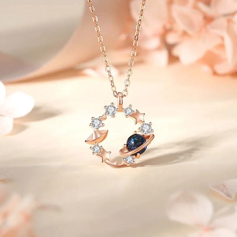 925 Silver Fantasy Starry Star Starship Necklace