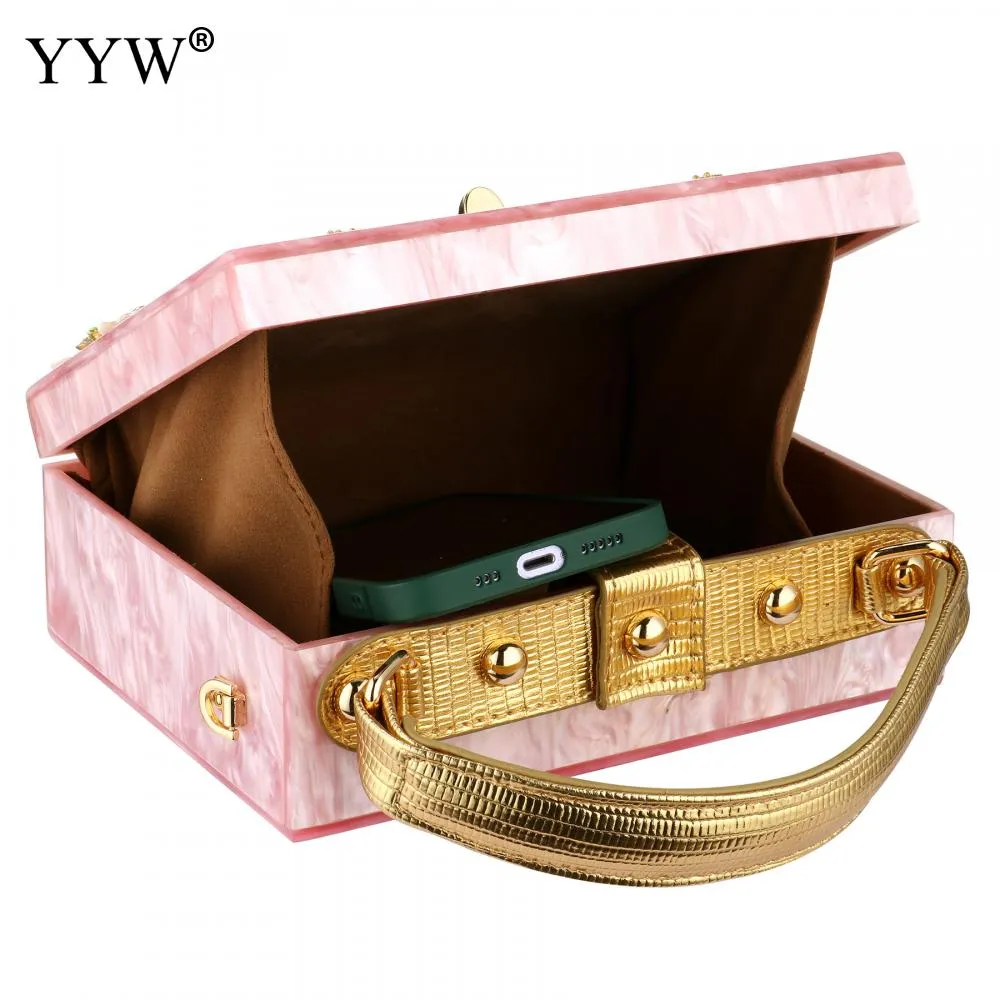 Acrylic Handbags Women 2022 Fashion Flower Shoulder Bags Evening Party Box Clutch Totes Purses Luxury Designer Crossbody Bag