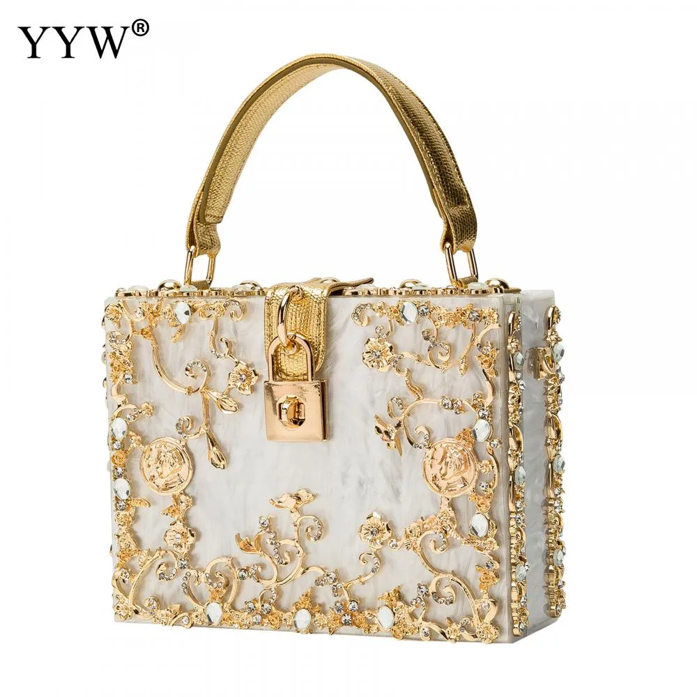 Acrylic Handbags Women 2022 Fashion Flower Shoulder Bags Evening Party Box Clutch Totes Purses Luxury Designer Crossbody Bag