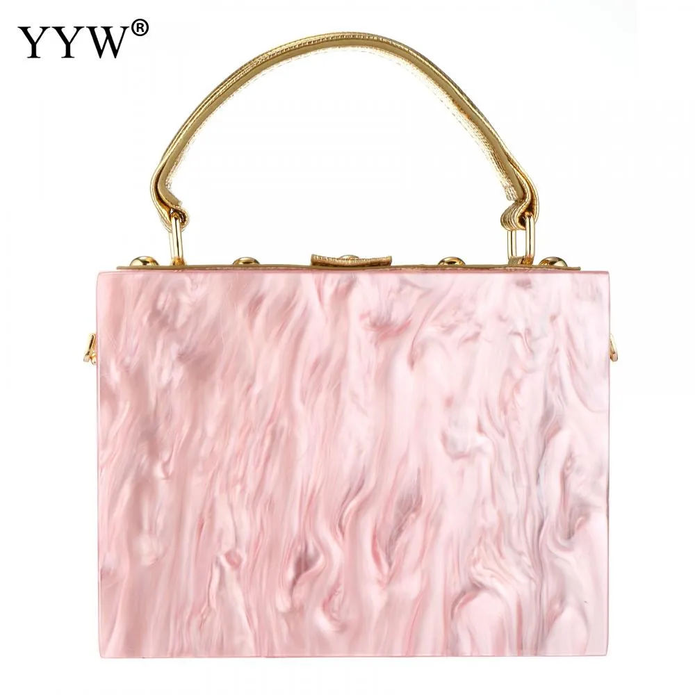 Acrylic Handbags Women 2022 Fashion Flower Shoulder Bags Evening Party Box Clutch Totes Purses Luxury Designer Crossbody Bag