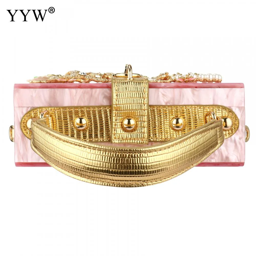 Acrylic Handbags Women 2022 Fashion Flower Shoulder Bags Evening Party Box Clutch Totes Purses Luxury Designer Crossbody Bag
