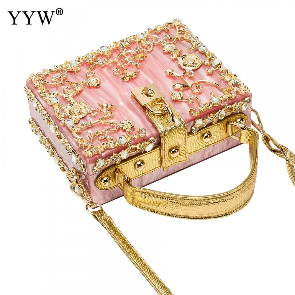 Acrylic Handbags Women 2022 Fashion Flower Shoulder Bags Evening Party Box Clutch Totes Purses Luxury Designer Crossbody Bag
