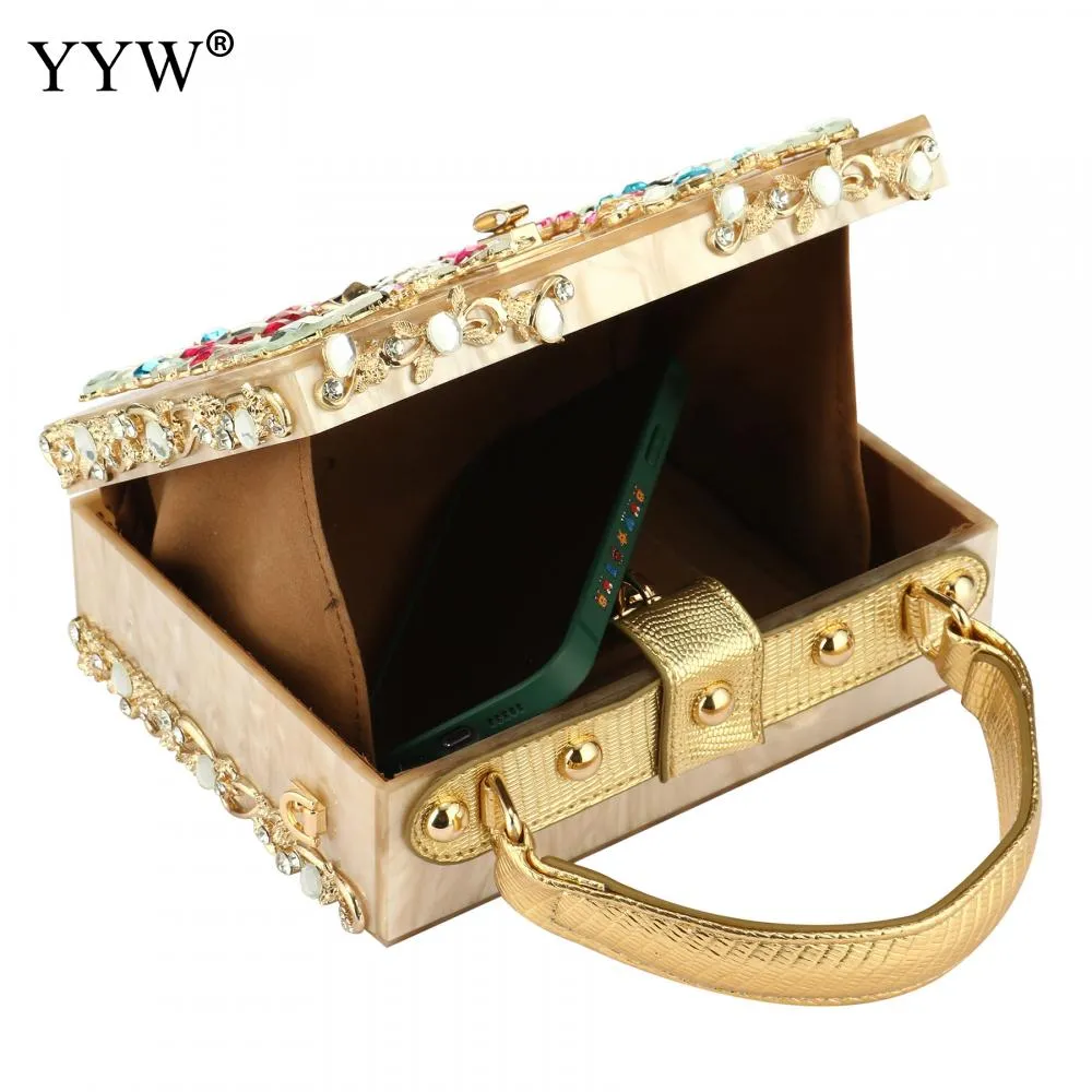 Acrylic Handbags Women 2022 Fashion Flower Shoulder Bags Evening Party Box Clutch Totes Purses Luxury Designer Crossbody Bag