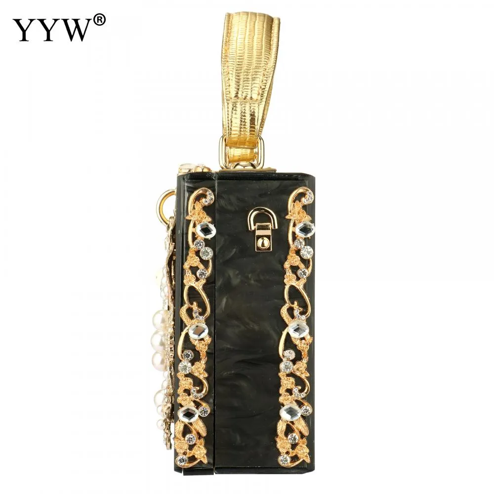 Acrylic Handbags Women 2022 Fashion Flower Shoulder Bags Evening Party Box Clutch Totes Purses Luxury Designer Crossbody Bag