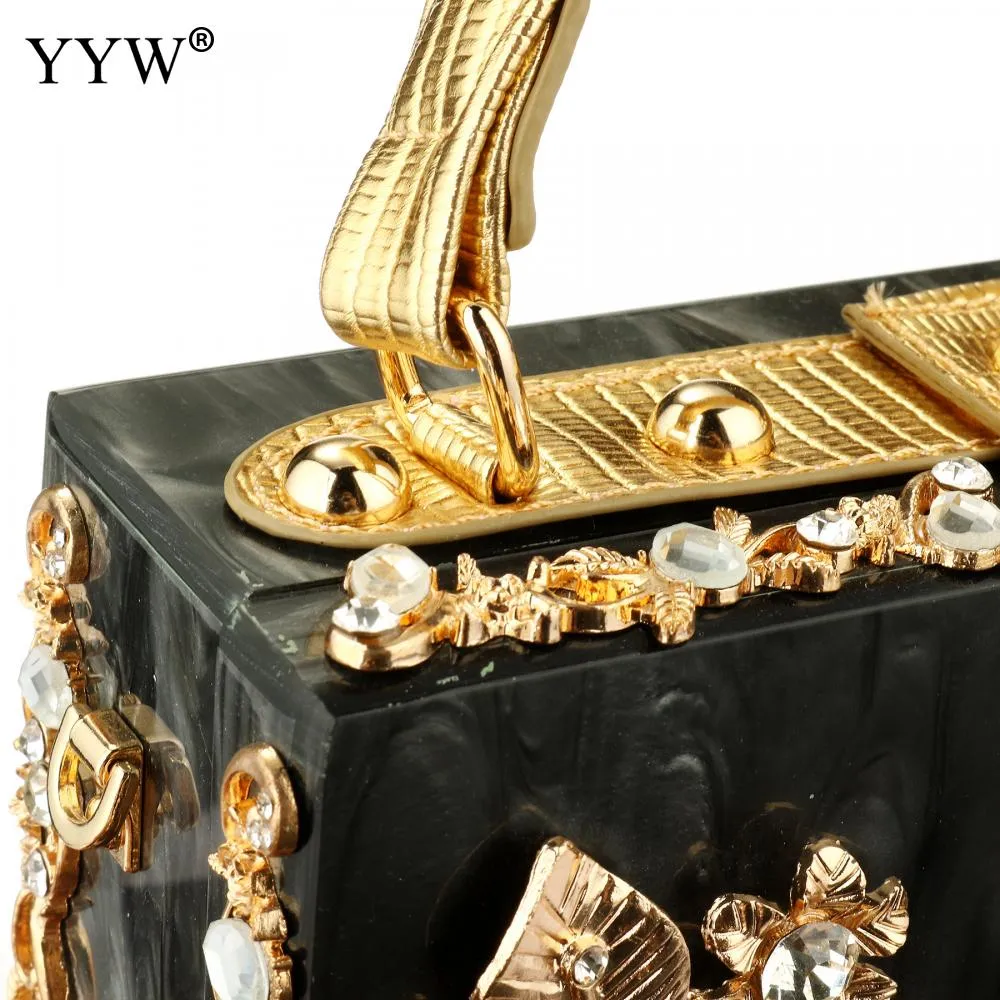 Acrylic Handbags Women 2022 Fashion Flower Shoulder Bags Evening Party Box Clutch Totes Purses Luxury Designer Crossbody Bag