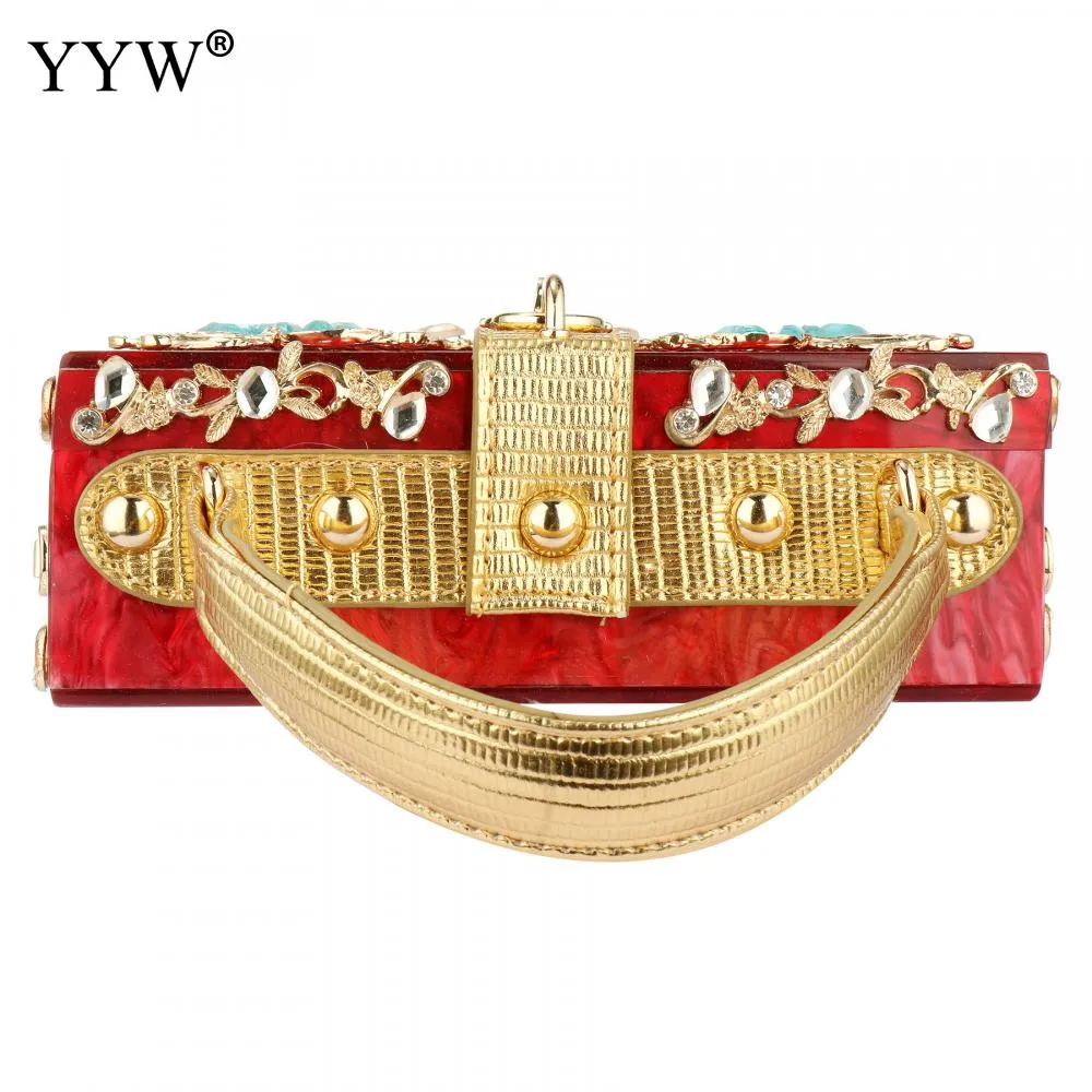 Acrylic Handbags Women 2022 Fashion Flower Shoulder Bags Evening Party Box Clutch Totes Purses Luxury Designer Crossbody Bag