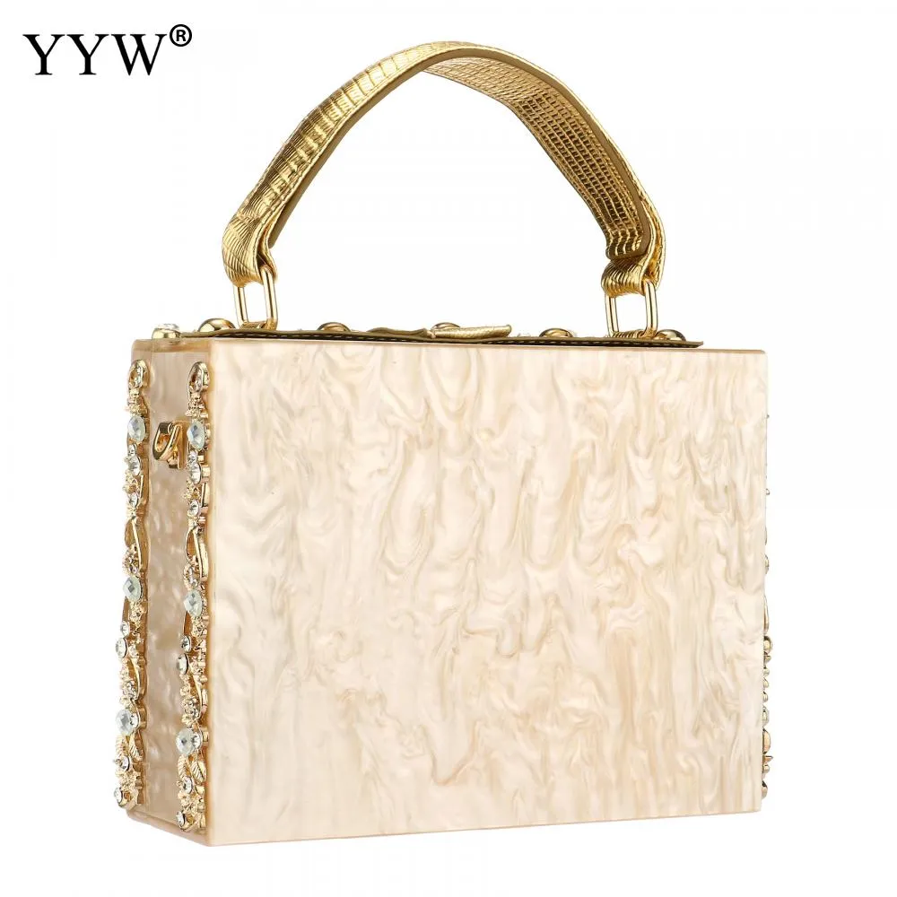 Acrylic Handbags Women 2022 Fashion Flower Shoulder Bags Evening Party Box Clutch Totes Purses Luxury Designer Crossbody Bag