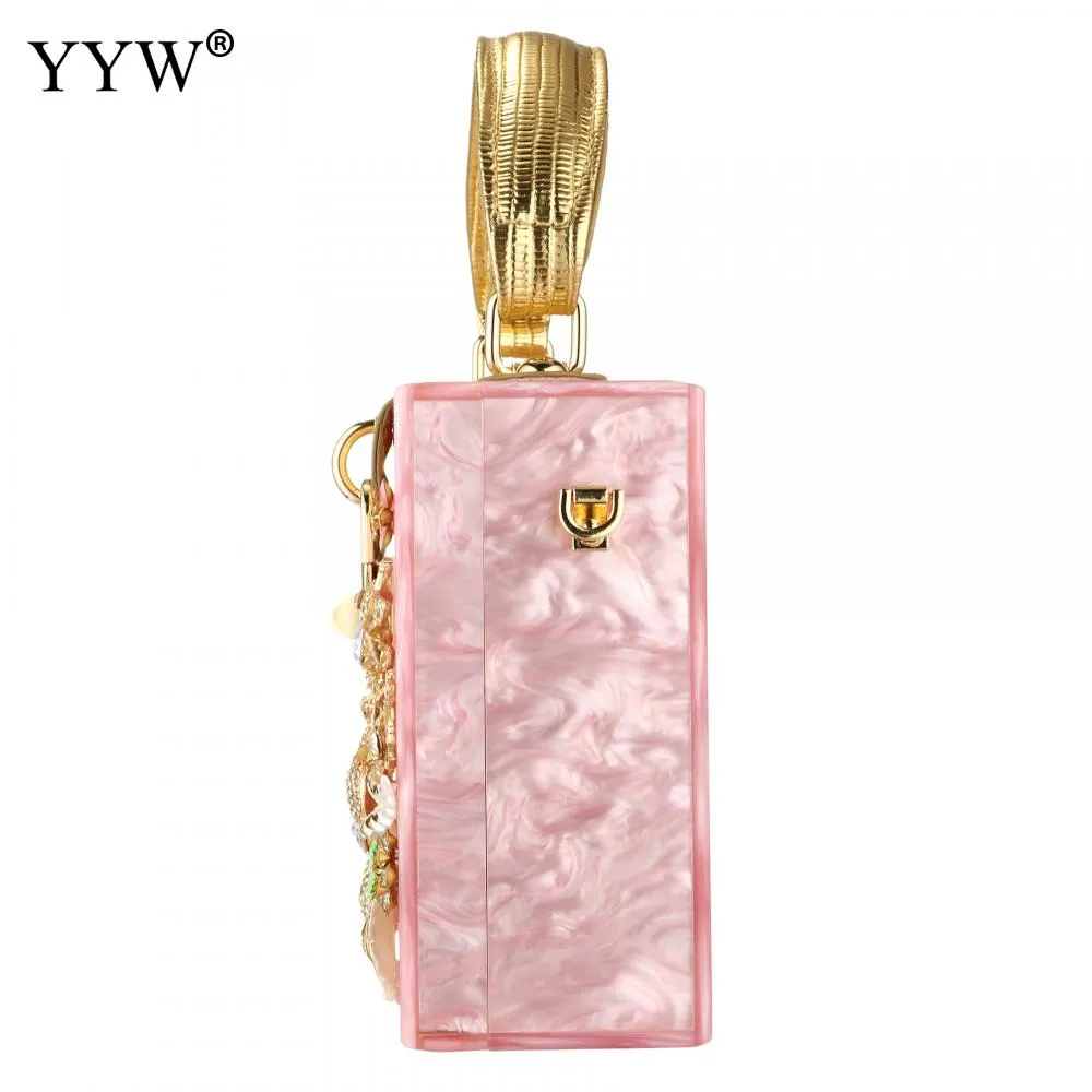 Acrylic Handbags Women 2022 Fashion Flower Shoulder Bags Evening Party Box Clutch Totes Purses Luxury Designer Crossbody Bag
