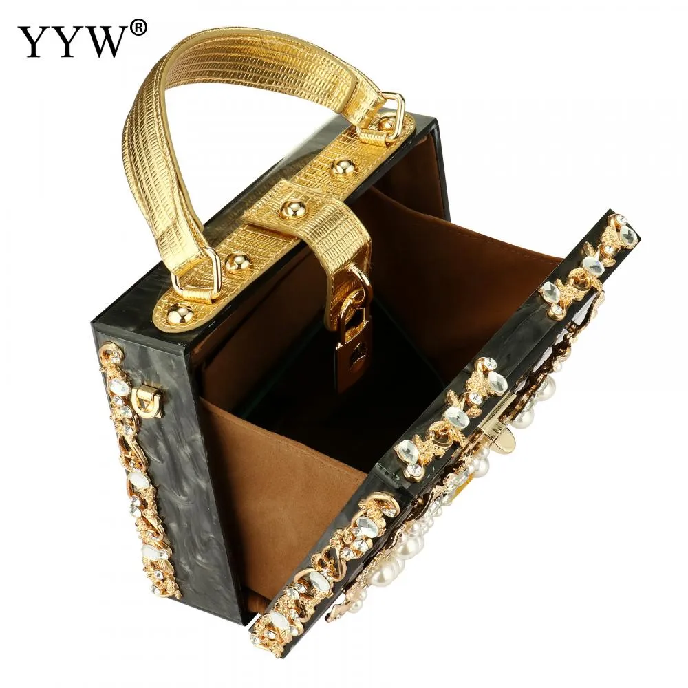 Acrylic Handbags Women 2022 Fashion Flower Shoulder Bags Evening Party Box Clutch Totes Purses Luxury Designer Crossbody Bag