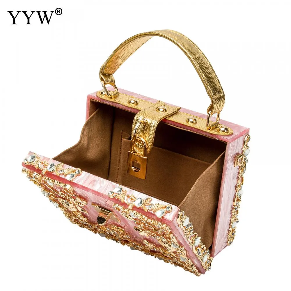 Acrylic Handbags Women 2022 Fashion Flower Shoulder Bags Evening Party Box Clutch Totes Purses Luxury Designer Crossbody Bag