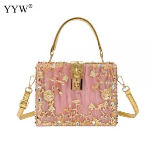 Acrylic Handbags Women 2022 Fashion Flower Shoulder Bags Evening Party Box Clutch Totes Purses Luxury Designer Crossbody Bag