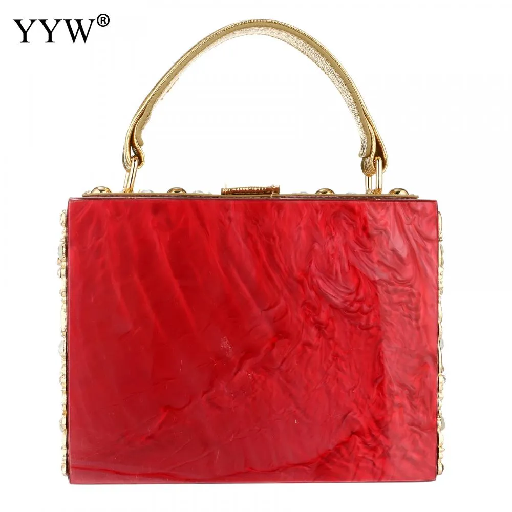 Acrylic Handbags Women 2022 Fashion Flower Shoulder Bags Evening Party Box Clutch Totes Purses Luxury Designer Crossbody Bag