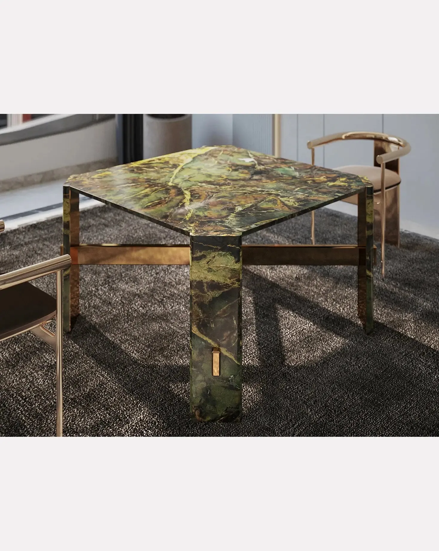 Alani Verde Borgogna Marble Dining Table