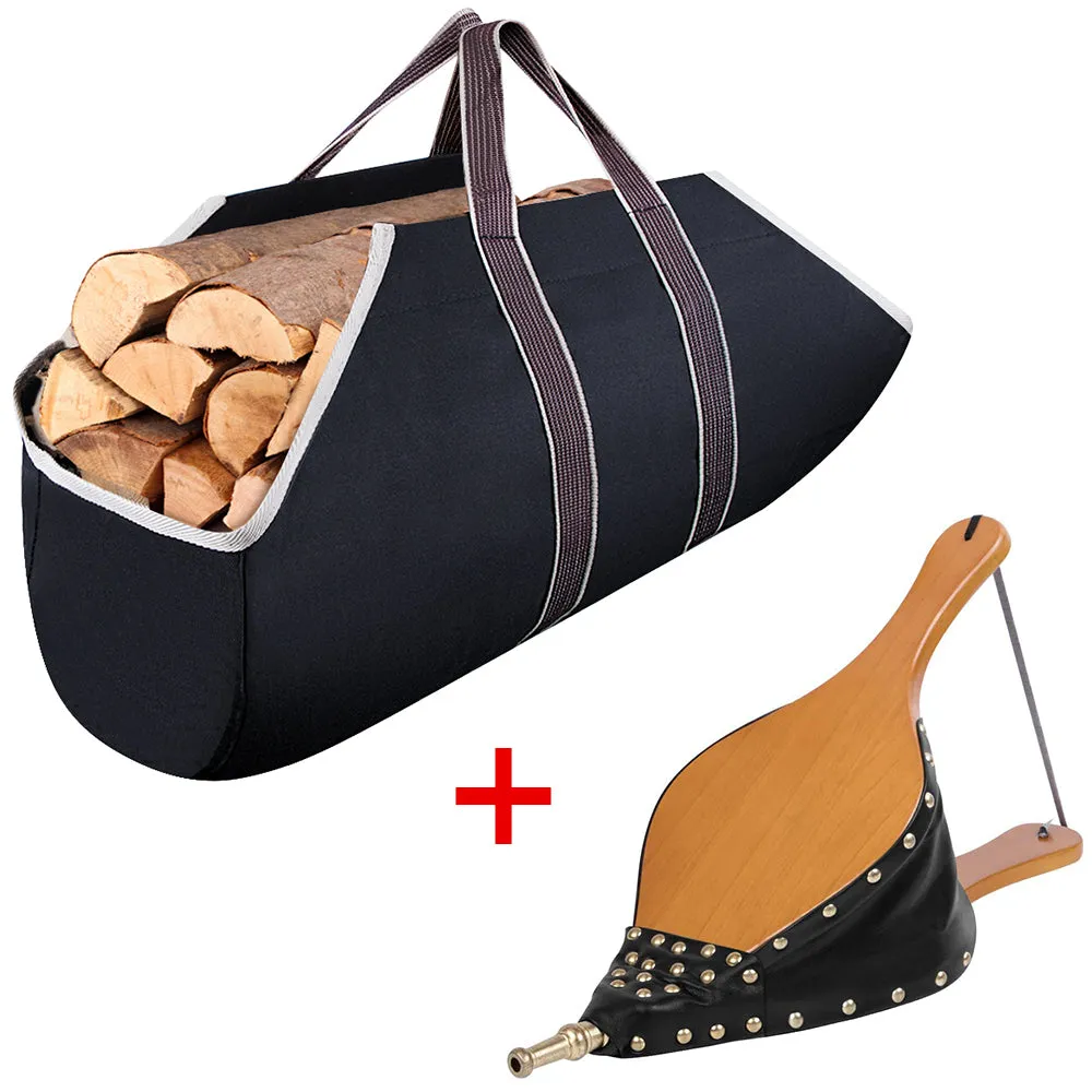 Amagabeli Large Canvas Firewood Carrier Log Tote  19“x8” Bellows